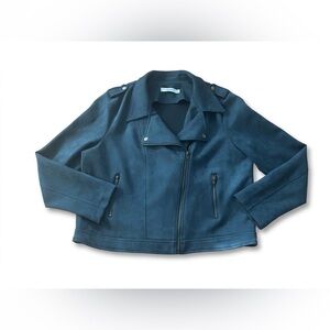 JustFab Emerald Green Faux Suede Moto Jacket - Plus Size XXL NWOT